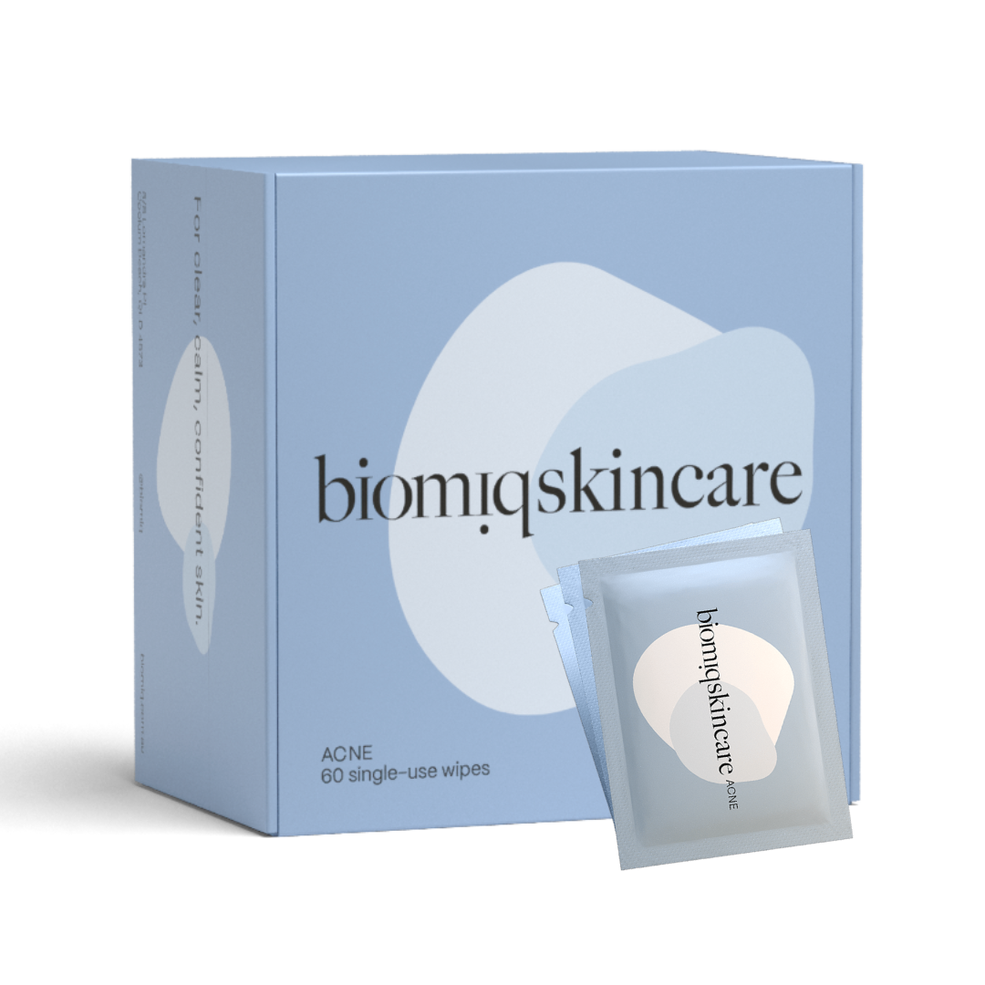 Biomiq Acne Clearing Postbiotic Skincare with Skin Microbiome Enhancing Actives – 60 wipes